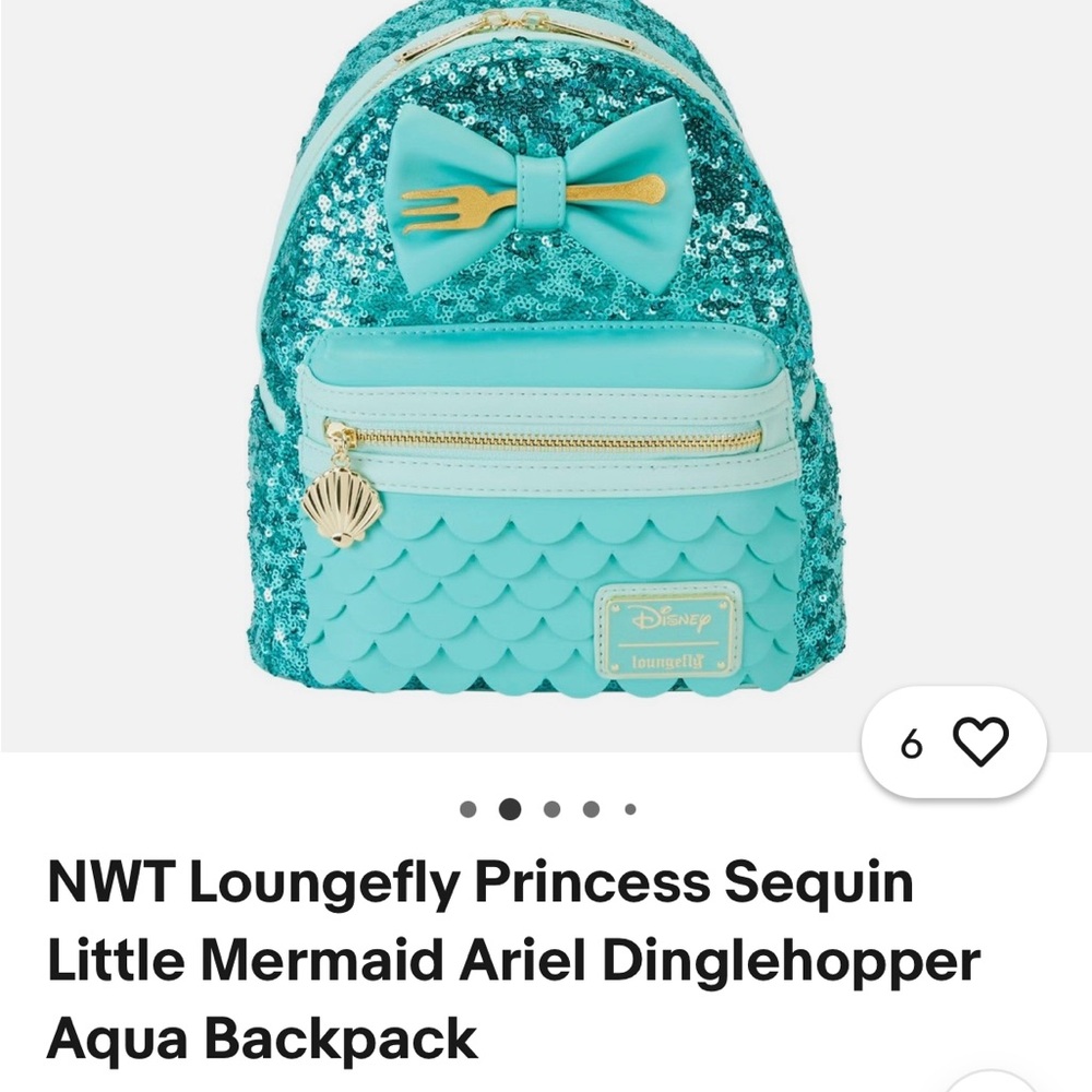 Loungefly Ariel Sequin Turquoise Backpack
